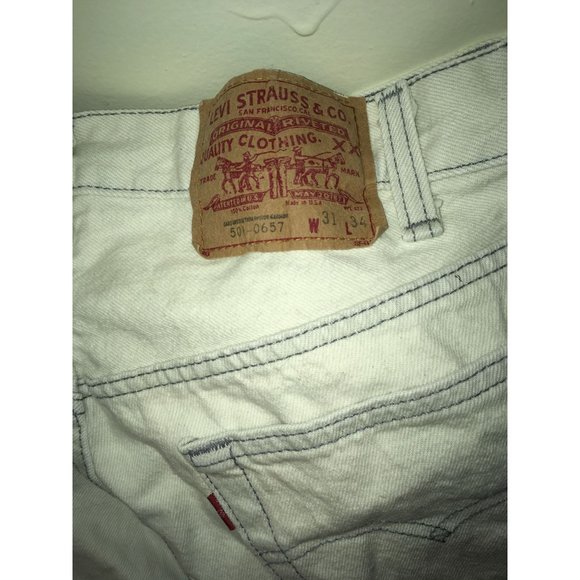 Vintage Men's Levi Strauss & Co 501-0657 Button Fly Jeans w Pockets W31/L34 Gray - Picture 6 of 6